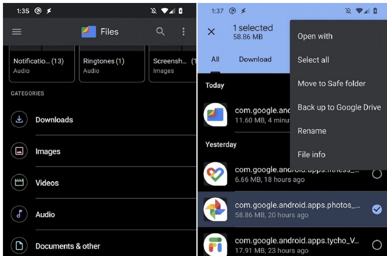 Google将安全文件夹功能引入Android上的文件