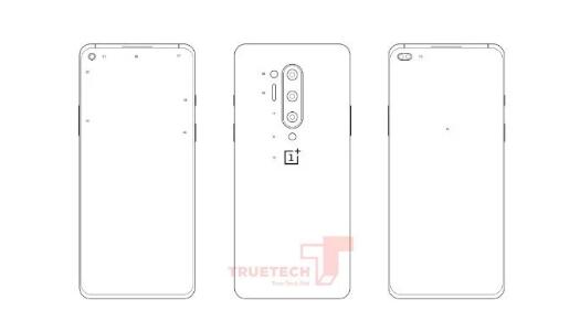 OnePlus 8 Pro草图揭示了四镜头设置与双打孔缺口