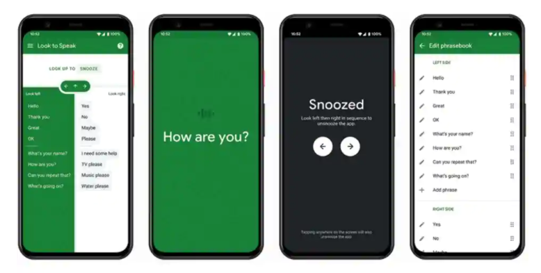 Google的“说说话”应用可让您用眼睛选择短语