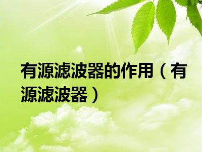 有源滤波器的作用（有源滤波器）