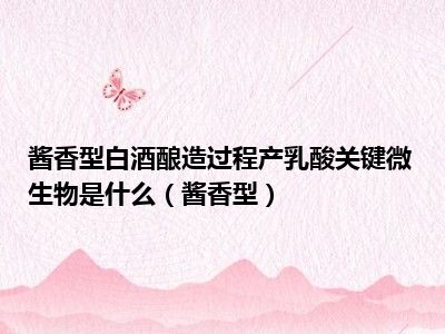 酱香型白酒酿造过程产乳酸关键微生物是什么（酱香型）
