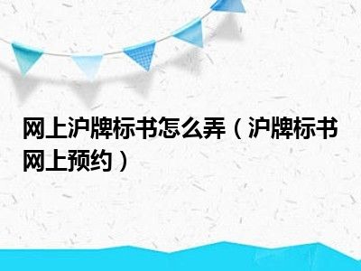 网上沪牌标书怎么弄（沪牌标书网上预约）