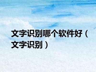 文字识别哪个软件好（文字识别）