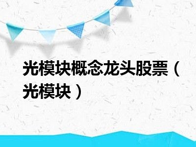 光模块概念龙头股票（光模块）