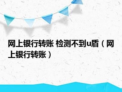 网上银行转账 检测不到u盾（网上银行转账）