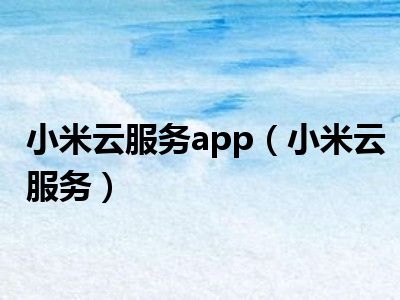 小米云服务app（小米云服务）