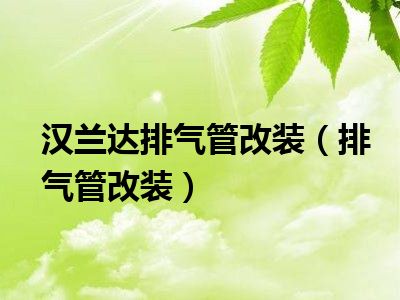 汉兰达排气管改装（排气管改装）