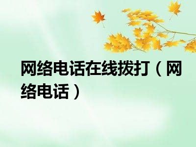 网络电话在线拨打（网络电话）