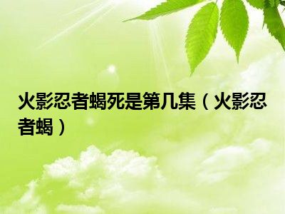 火影忍者蝎死是第几集（火影忍者蝎）