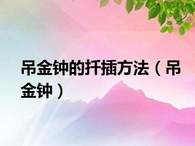 吊金钟的扦插方法（吊金钟）