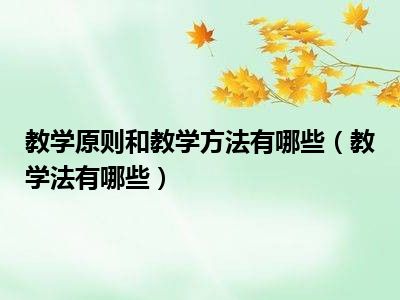 教学原则和教学方法有哪些（教学法有哪些）