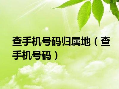 查手机号码归属地（查手机号码）