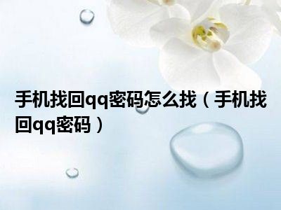 手机找回qq密码怎么找（手机找回qq密码）