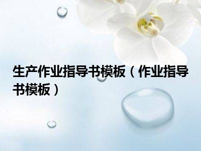 生产作业指导书模板（作业指导书模板）
