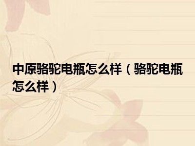 中原骆驼电瓶怎么样（骆驼电瓶怎么样）