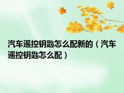 汽车遥控钥匙怎么配新的（汽车遥控钥匙怎么配）