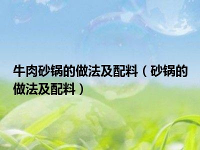 牛肉砂锅的做法及配料（砂锅的做法及配料）
