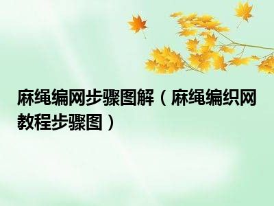 麻绳编网步骤图解（麻绳编织网教程步骤图）