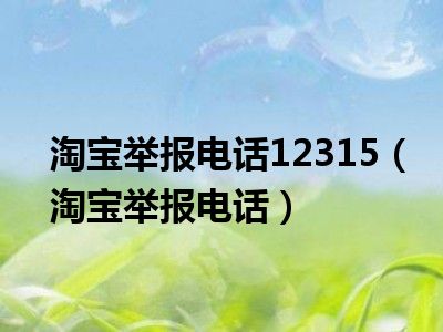 淘宝举报电话12315（淘宝举报电话）