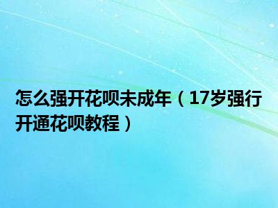 怎么强开花呗未成年（17岁强行开通花呗教程）