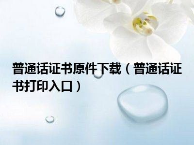 普通话证书原件下载（普通话证书打印入口）