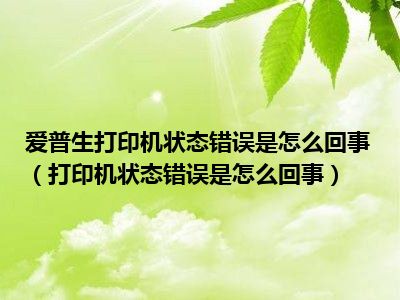 爱普生打印机状态错误是怎么回事（打印机状态错误是怎么回事）