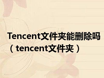 Tencent文件夹能删除吗（tencent文件夹）