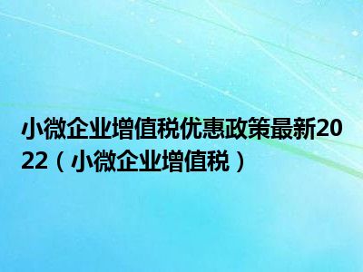 小微企业增值税优惠政策最新2022（小微企业增值税）