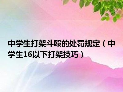 中学生打架斗殴的处罚规定（中学生16以下打架技巧）