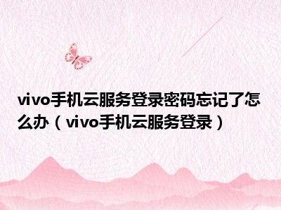 vivo手机云服务登录密码忘记了怎么办（vivo手机云服务登录）