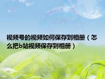 视频号的视频如何保存到相册（怎么把b站视频保存到相册）