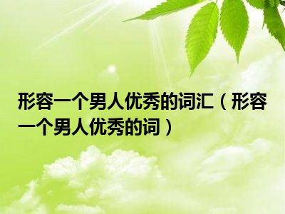 形容一个男人优秀的词汇（形容一个男人优秀的词）