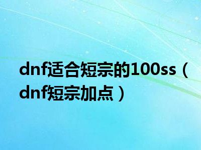 dnf适合短宗的100ss（dnf短宗加点）