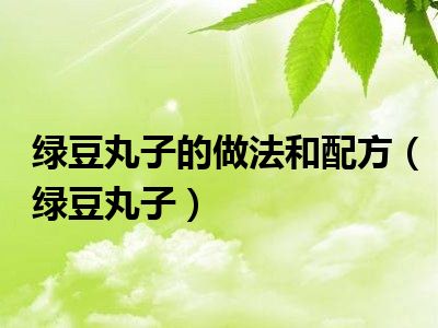 绿豆丸子的做法和配方（绿豆丸子）