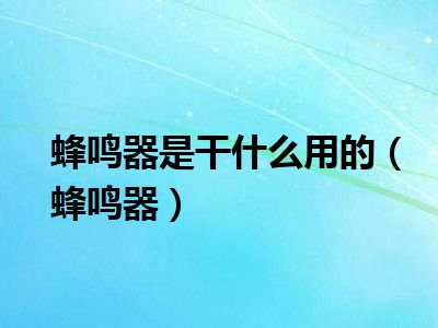 蜂鸣器是干什么用的（蜂鸣器）