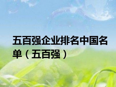 五百强企业排名中国名单（五百强）