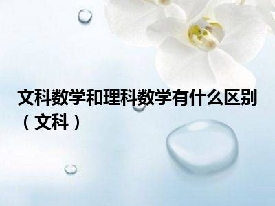 文科数学和理科数学有什么区别（文科）