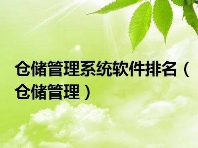 仓储管理系统软件排名（仓储管理）