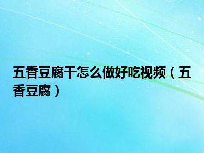 五香豆腐干怎么做好吃视频（五香豆腐）