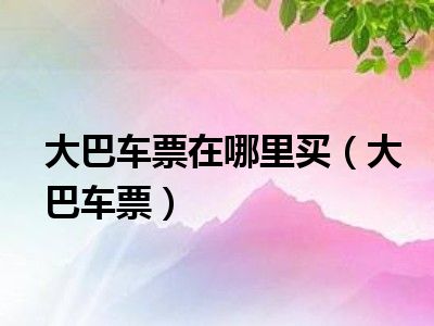 大巴车票在哪里买（大巴车票）