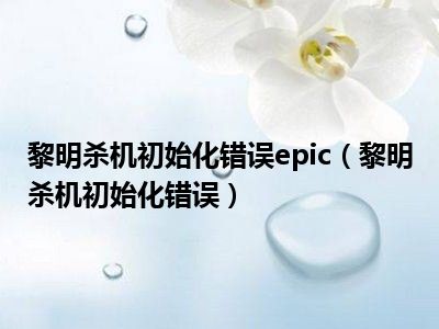 黎明杀机初始化错误epic（黎明杀机初始化错误）