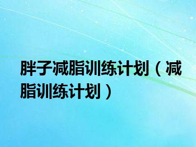 胖子减脂训练计划（减脂训练计划）