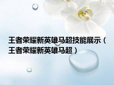 王者荣耀新英雄马超技能展示（王者荣耀新英雄马超）