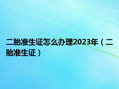二胎准生证怎么办理2023年（二胎准生证）