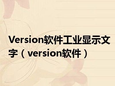 Version软件工业显示文字（version软件）