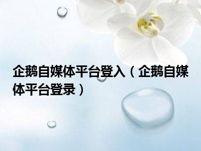 企鹅自媒体平台登入（企鹅自媒体平台登录）