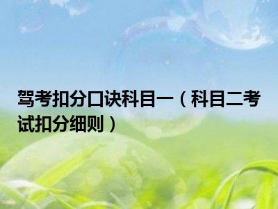 驾考扣分口诀科目一（科目二考试扣分细则）