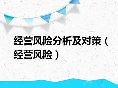 经营风险分析及对策（经营风险）