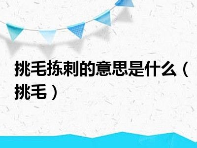 挑毛拣刺的意思是什么（挑毛）