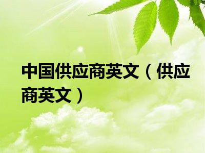 中国供应商英文（供应商英文）